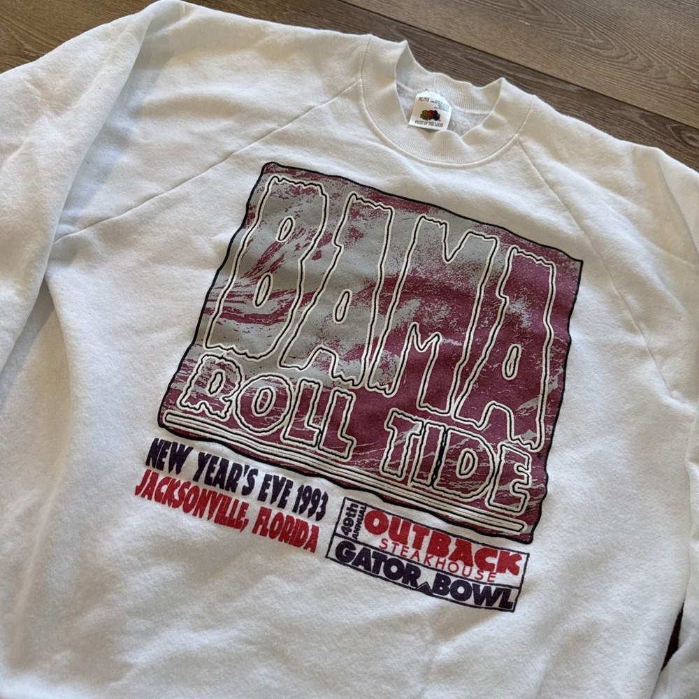 Vintage Alabama Crimson Tide Sweatshirt Mens XL Pullover Crewneck White 90s - Picture 7 of 8